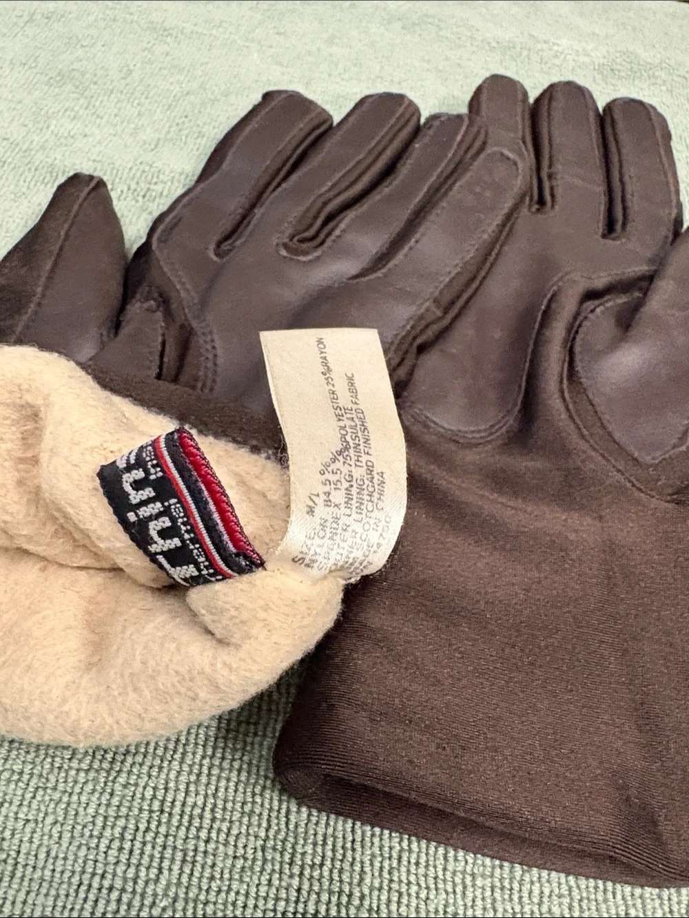 Women's Brown Embroidered Winter Gloves